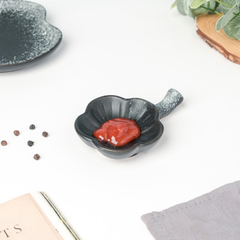 Galaxy Stone Pottery Dip Bowl With Chopsticks Rest