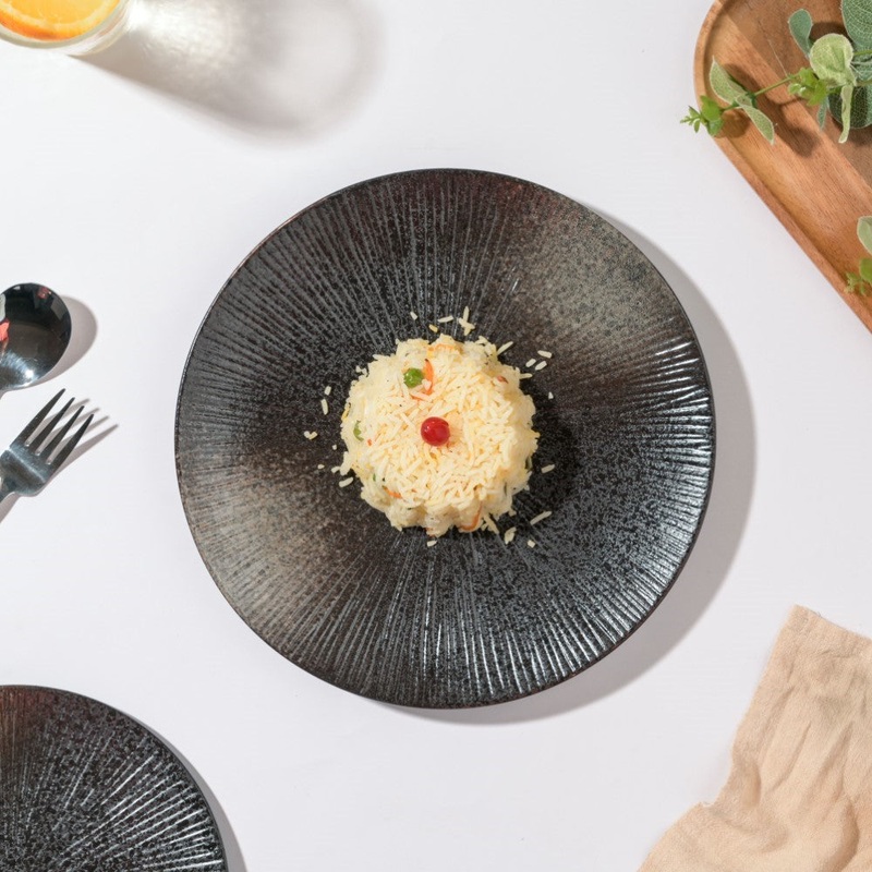 Glazed Texture Dinner Plate Black 9.8 Inch