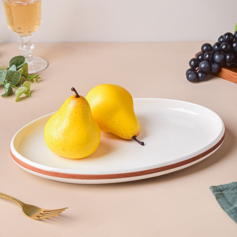 Ivory Ceramic Serving Oval Platter 12 Inch