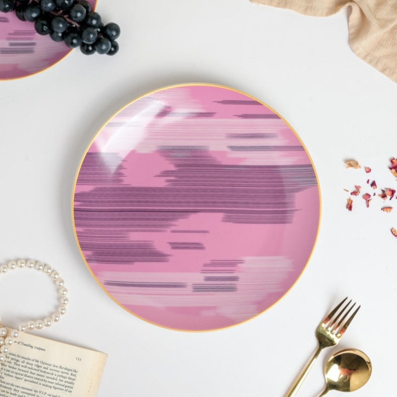 Jazz Decal Ceramic Dinner Plate Pink 10.5 Inch