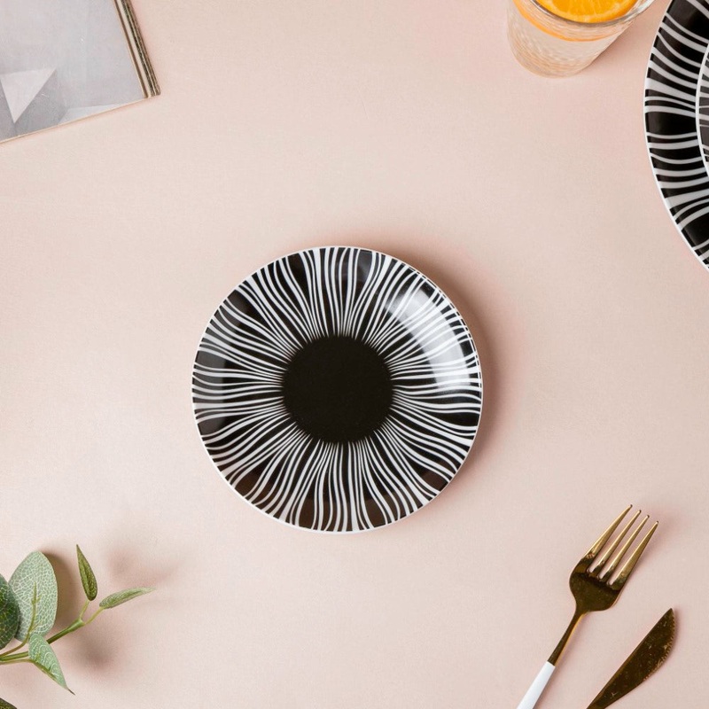La Mode Printed Ceramic Dessert Plate Black 6 Inch