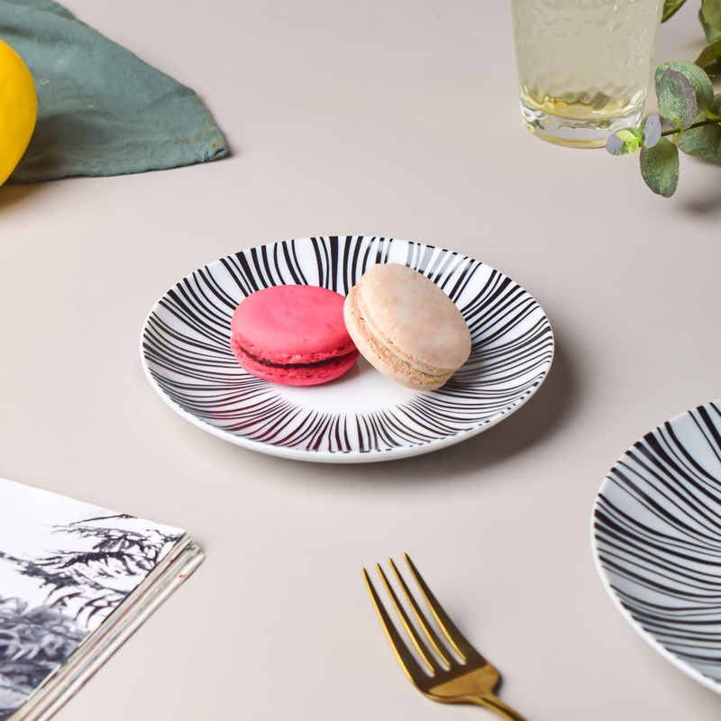 La Mode Printed Ceramic Dessert Plate White 6 Inch