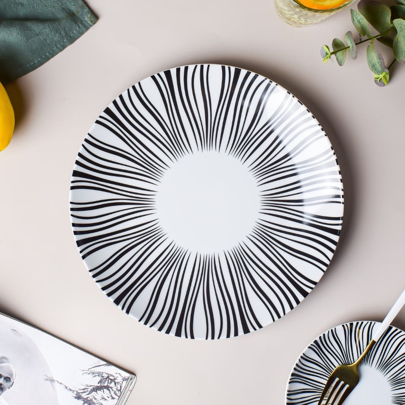 La Mode Printed Ceramic Dinner Plate White 10 Inch