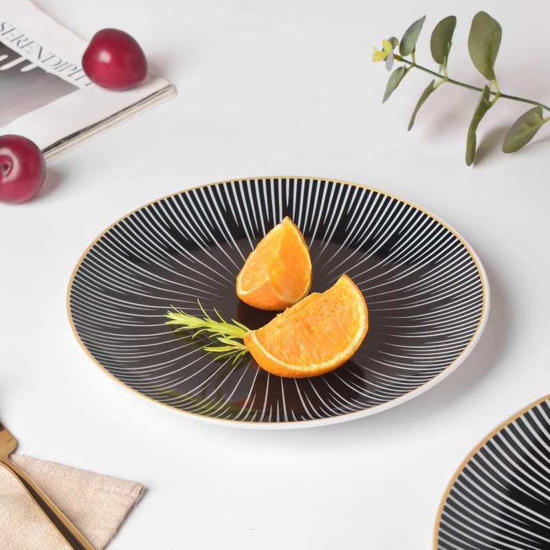 Lunaria Ceramic Snack Plate Black 8 Inch