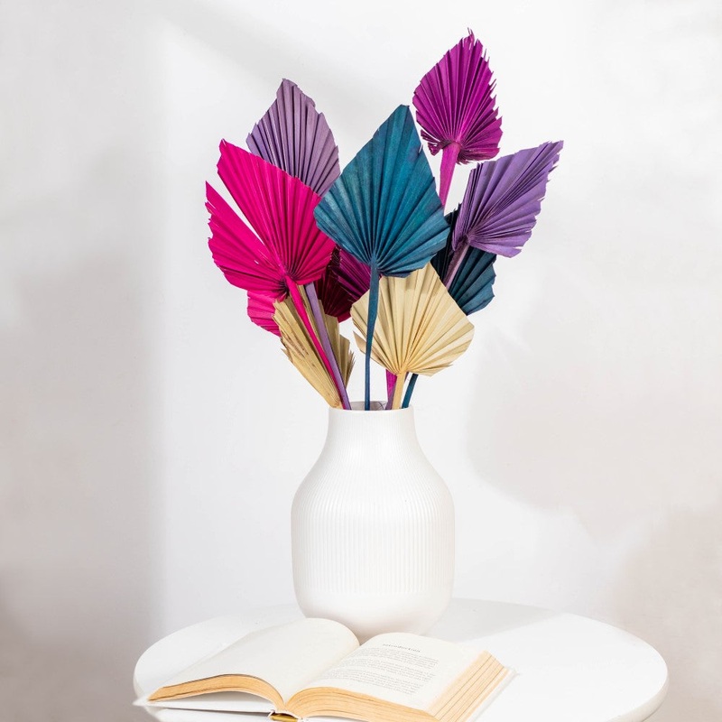 Natural Dried Palm Leaf Bunch 10 Sticks Multicolored