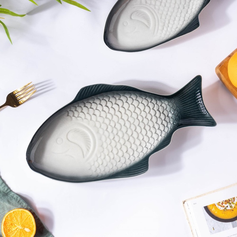 Ombre Fish Ceramic Platter Large
