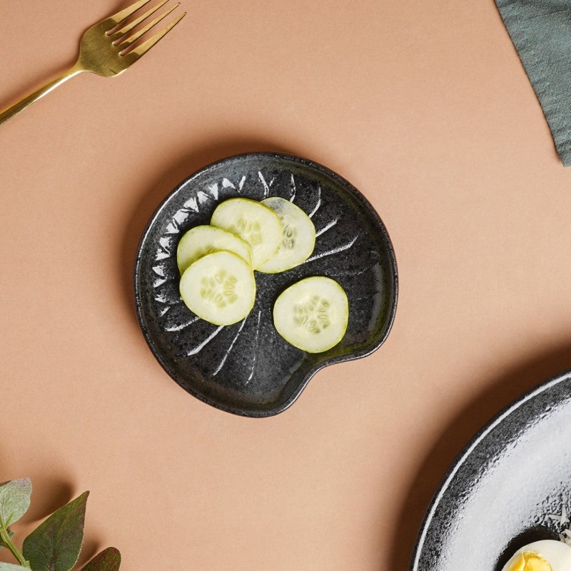 Onyx Finish Stoneware Dessert Plate Black