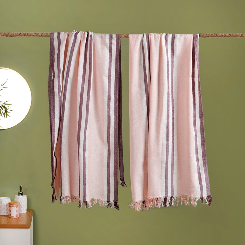 Peach Bamboo Quick Dry Towels Set Of 2