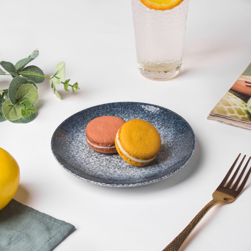 Pebble Glazed Dessert Plate Blue Grey 6 Inch