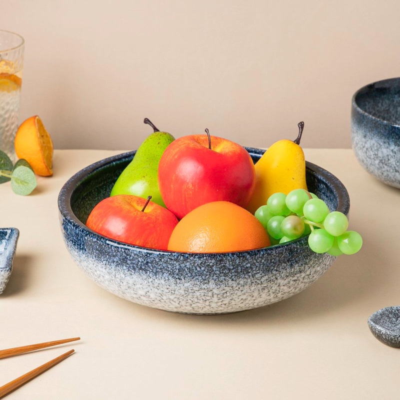 Pebble Glazed Serving Bowl Blue Grey 9 inch 1700 ml