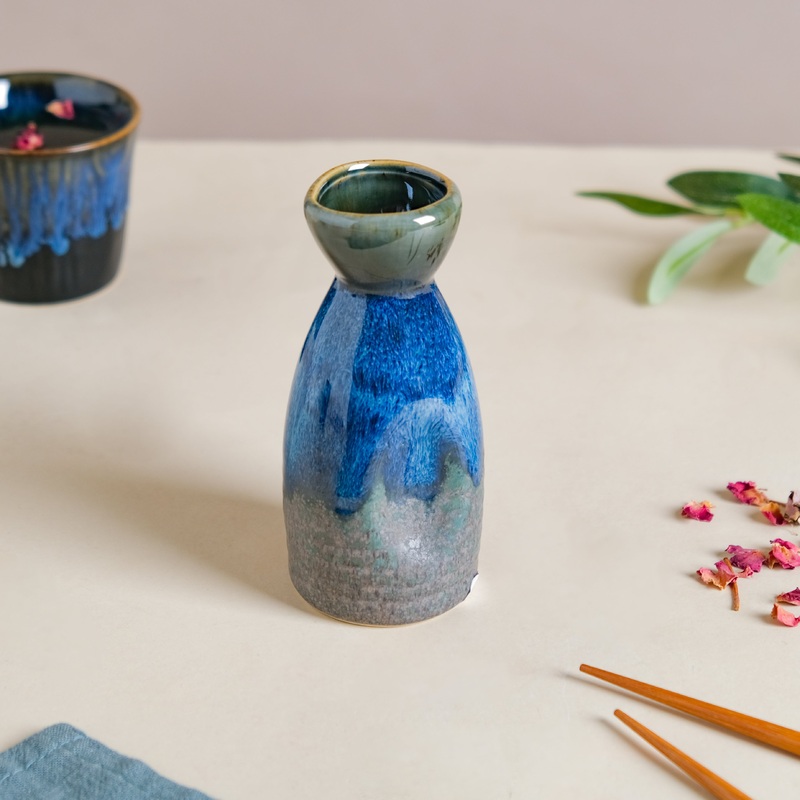 Sapphire Ceramic Stoneware Mini Sake Flask Blue 120 ml