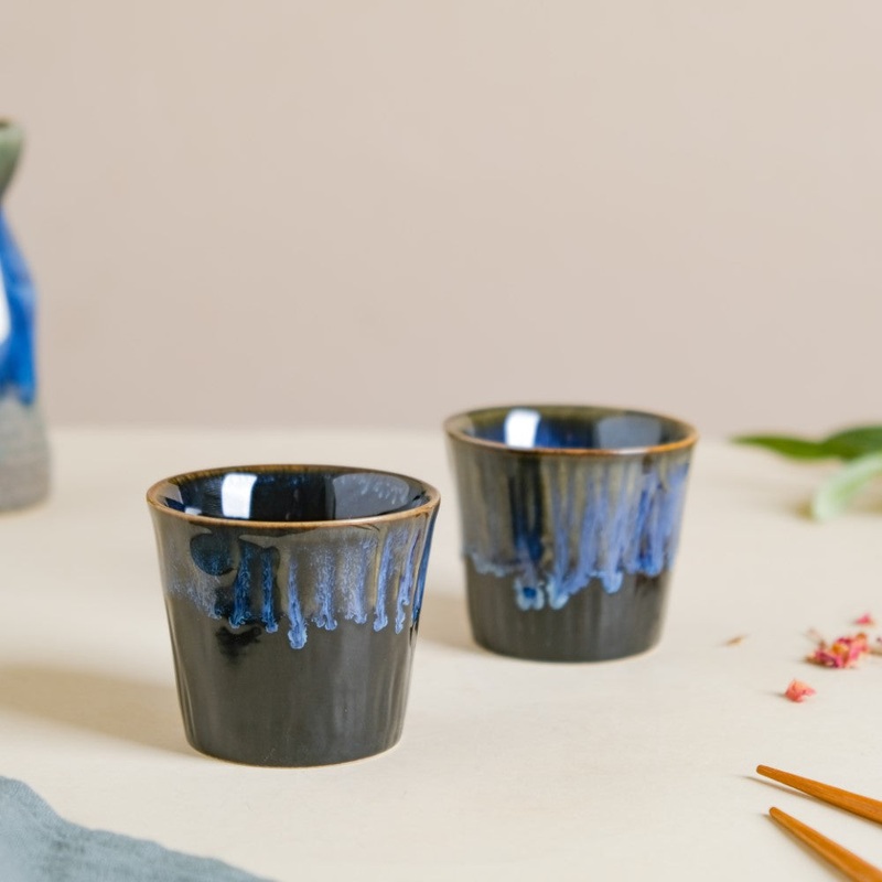 Sapphire Ceramic Tea Tumbler Blue Set Of 2 100 ml