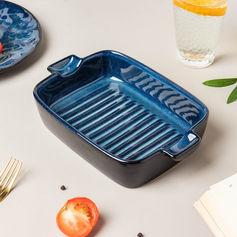 Sapphire Rectangle Baking Dish With Handle Blue 500 ml