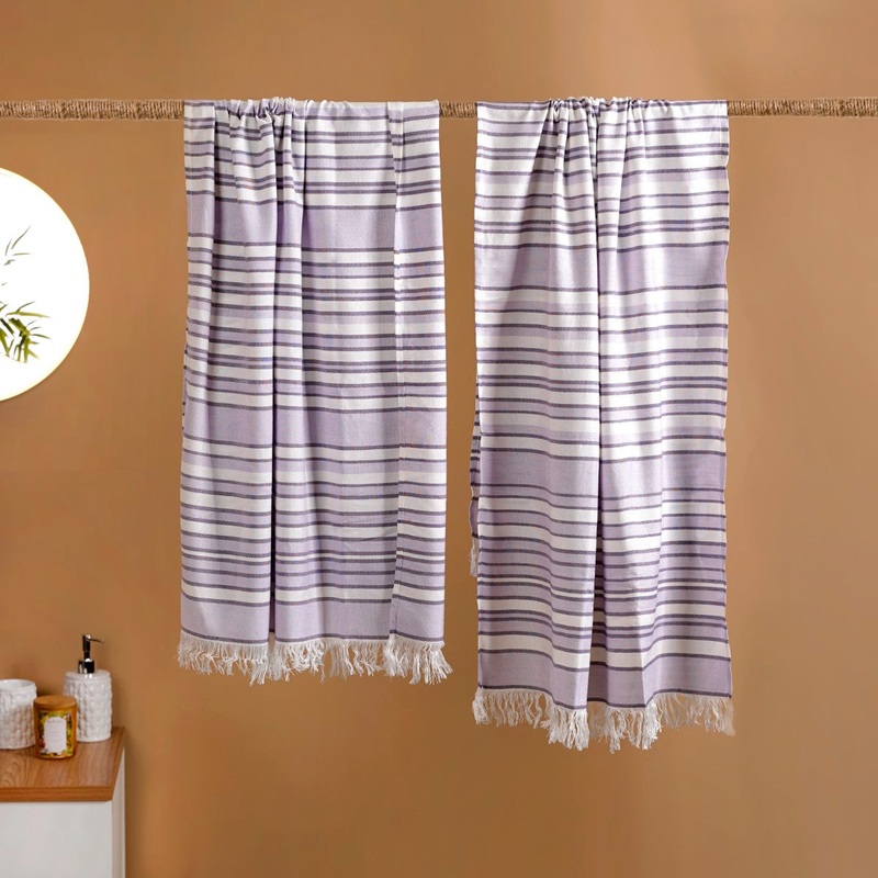 Set Of 2 Lilac Cabana Style Super Smooth Towels
