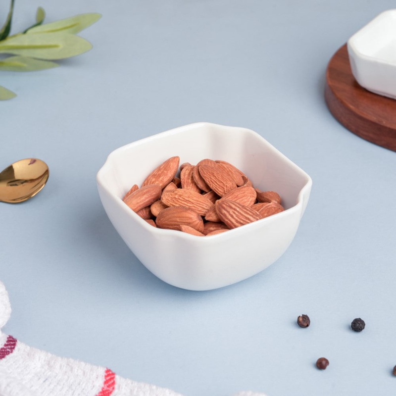 Snack Time Ceramic Bowl For Dips White 130 ml Set Of 2