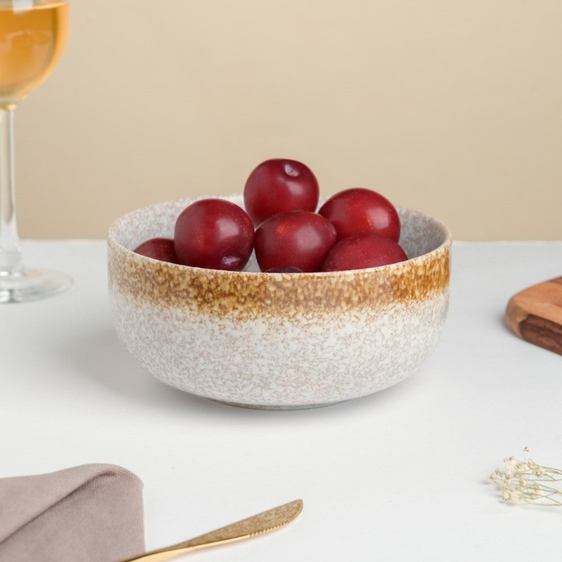 Speckled Glossy Curry Bowl Grey Brown 500 ml