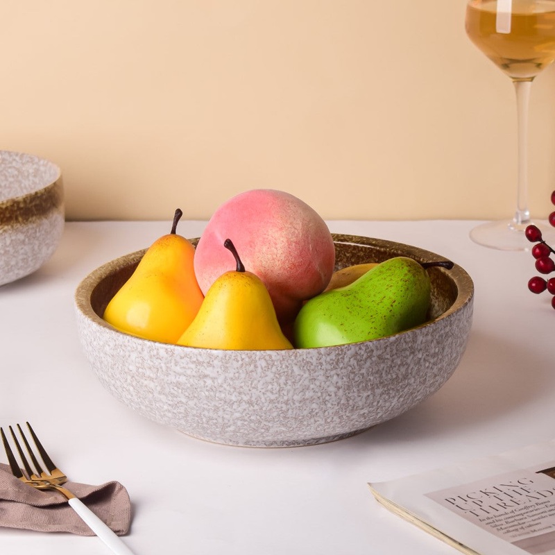 Speckled Serving Bowl Beige And Grey 9 Inch 1700 ml