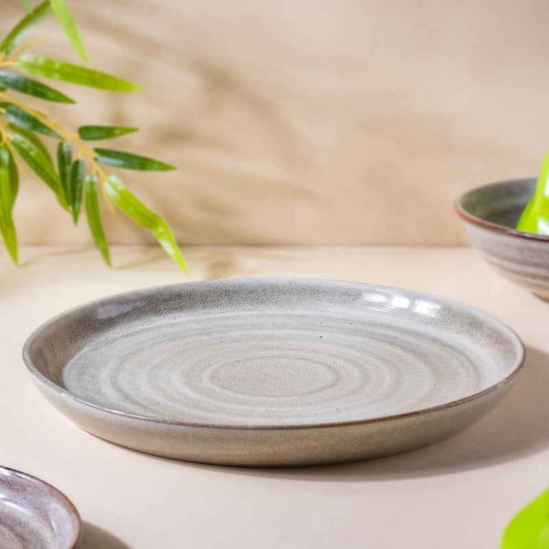 Spiral Handcrafted Dinner Plate Grey 10 Inch