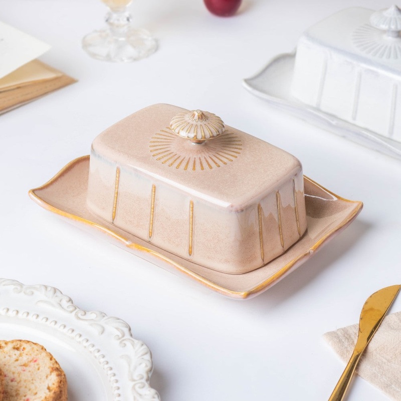 Vintage Butter Dish Beige