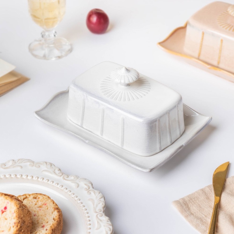 Vintage Butter Dish White