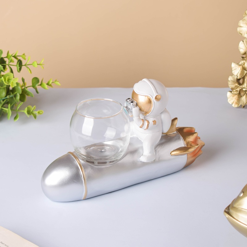 White Astronaut Diver Glass Vase