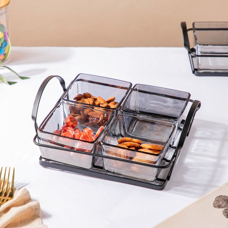 Ash Grey Bowl With Tray Set Of 5 200ml