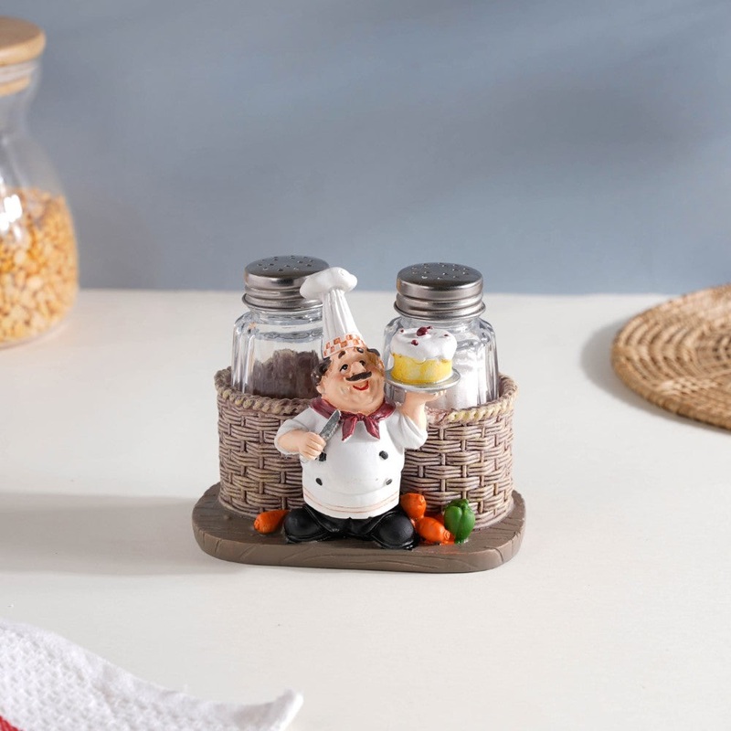 Chef With Cake Salt and Pepper Jars