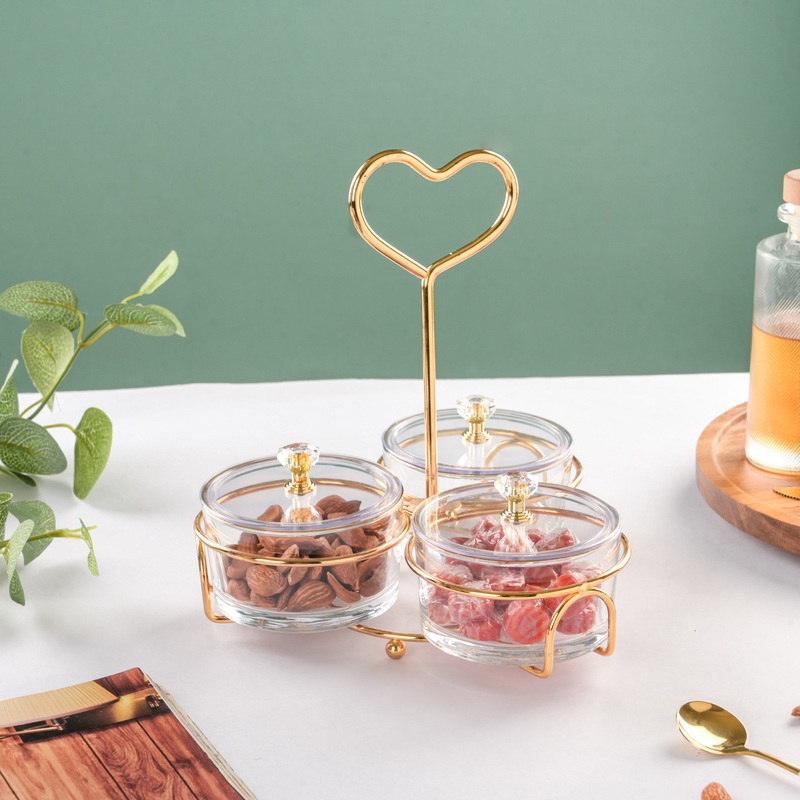 Golden Heart Transparent Jars With Stand Set Of 4 200ml