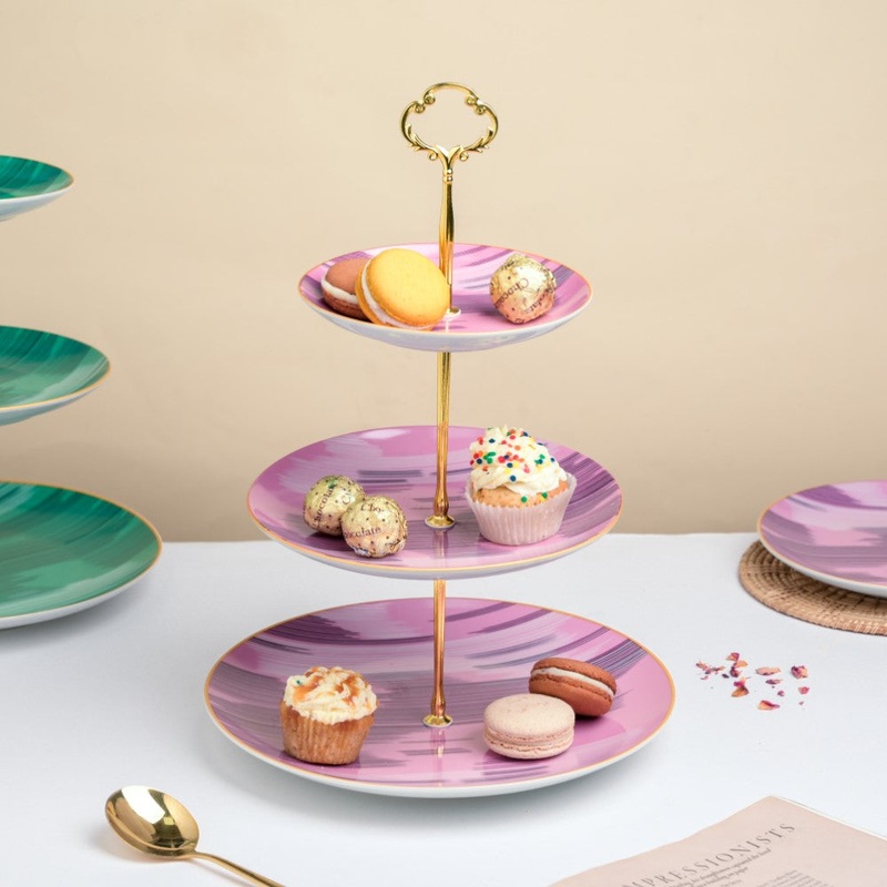 Jazz Ceramic 3 Tier Cake Stand Pink
