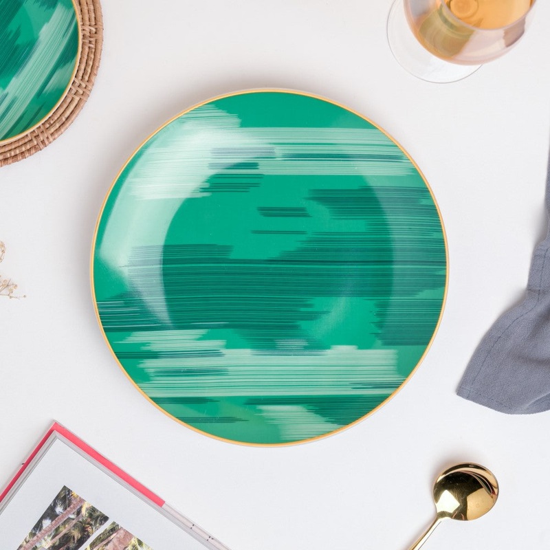 Jazz Decal Ceramic Dinner Plate Green 10.5 Inch