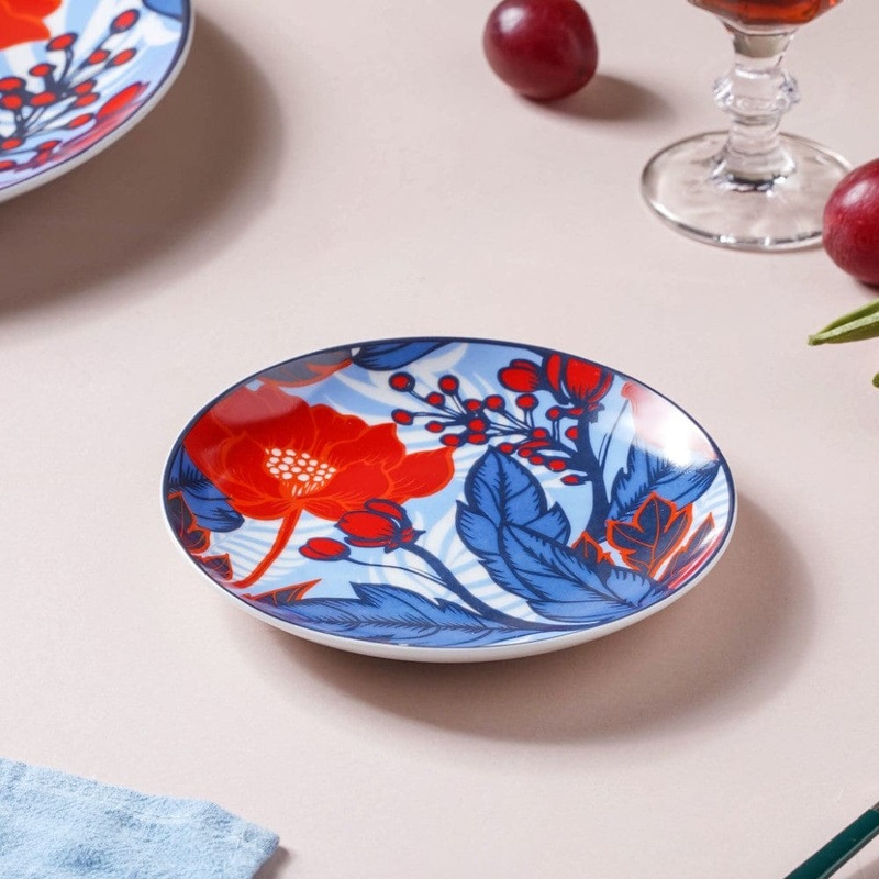 Poppy Printed Ceramic Dessert Plate 6 Inch