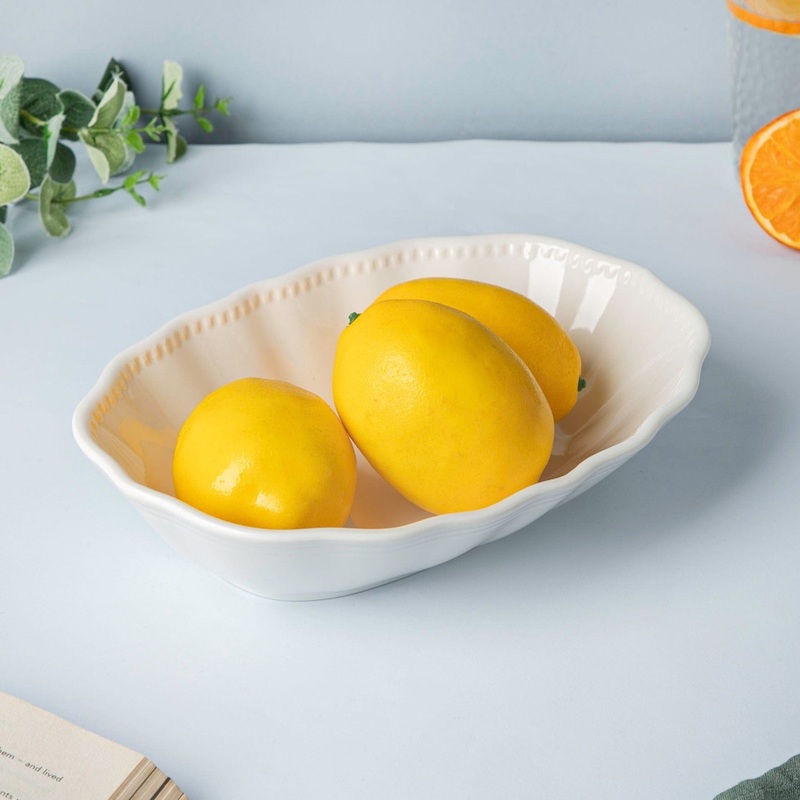Serena Oval Serving Bowl White 10 inch 800 ml