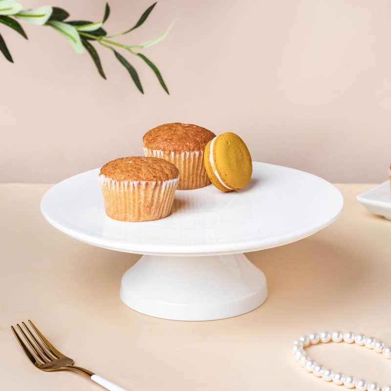 Serena Round Cake Stand 10 Inch Plate Large White