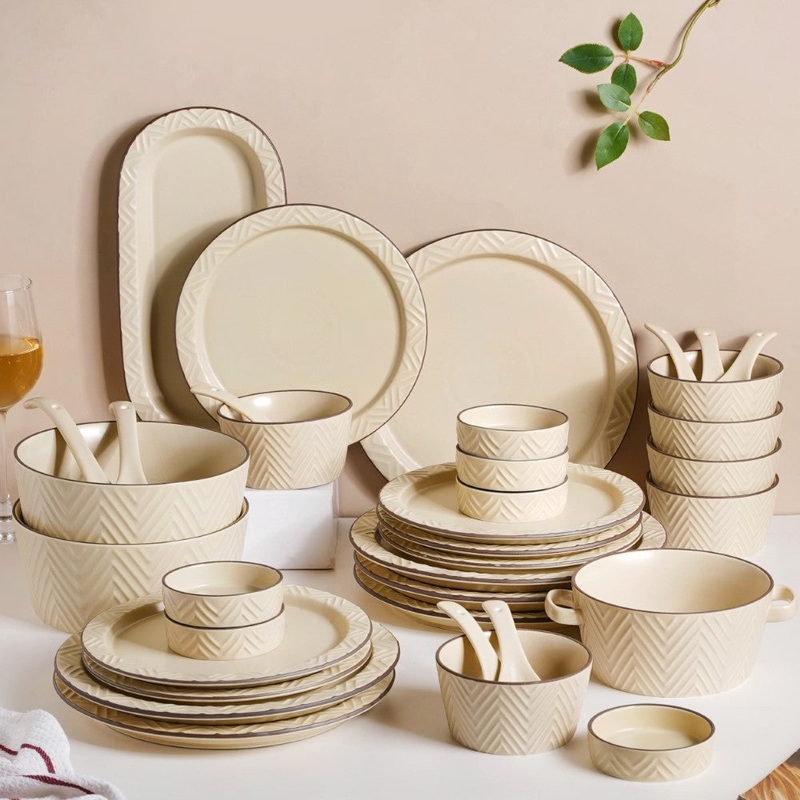 Serenity White 36 Piece Dinner Set For 6