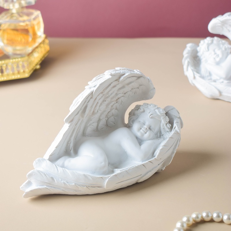 Sleeping Angel Statue White