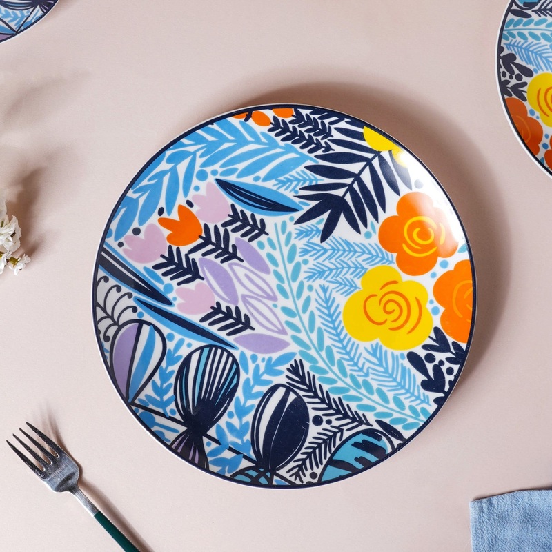 Spring Printed Ceramic Multicolour Dinner Plate 10.5 Inch