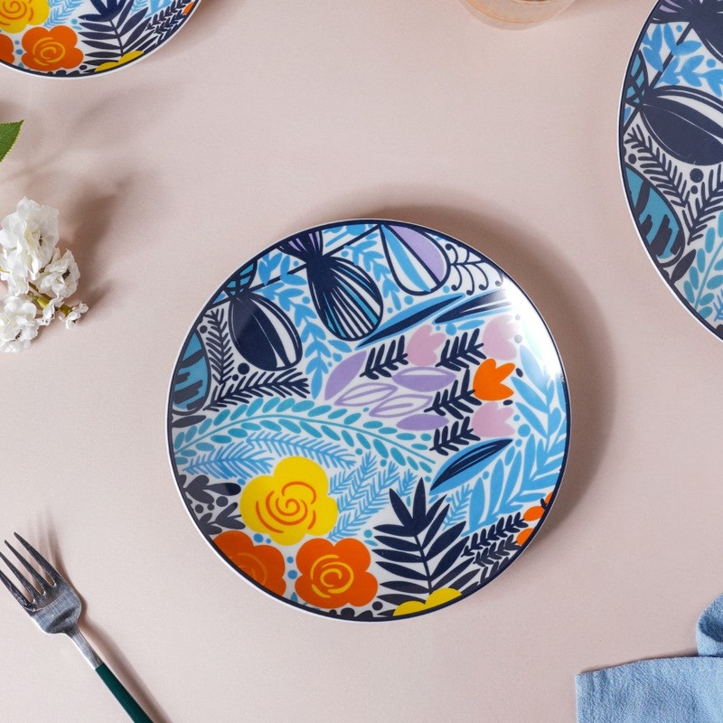Spring Printed Ceramic Snack Plate 8 Inch