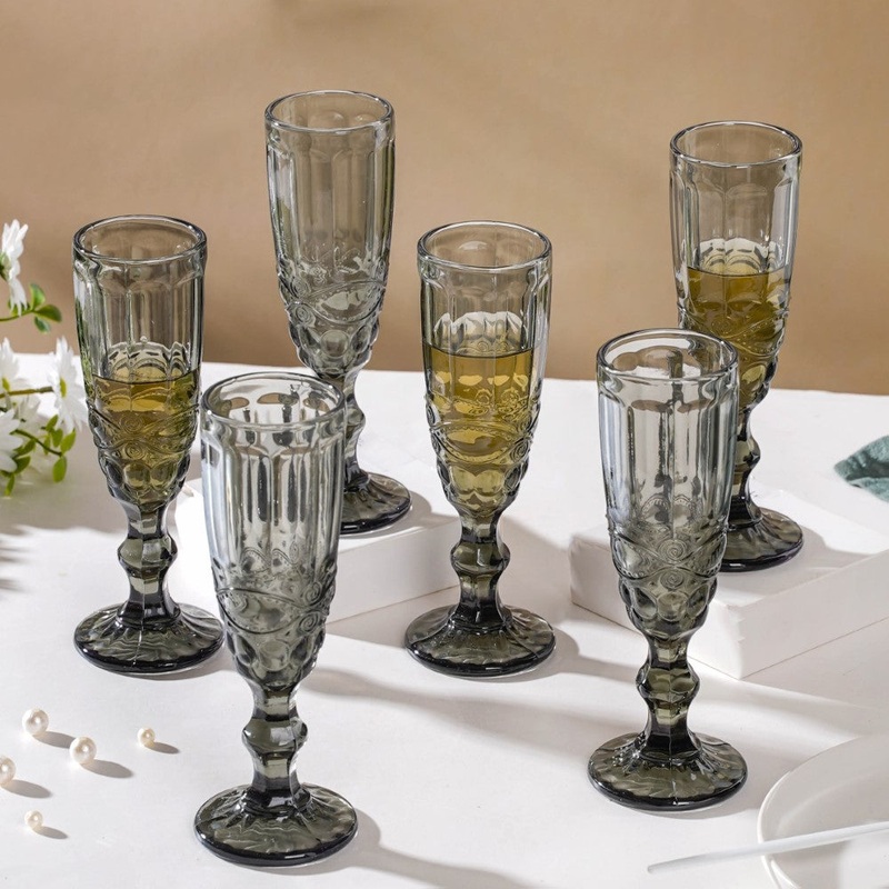 Stemmed Glass Ash Grey Set Of 6 150 ml