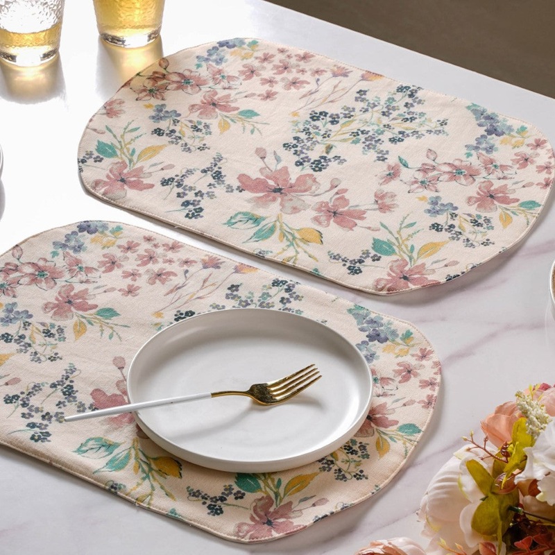 Vintage Floral Cotton Printed Table Mat Set Of 2