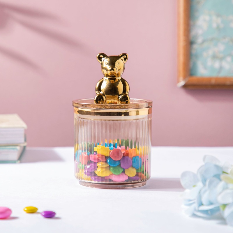 Vintage Jar With Bear Lid Amber 350ml