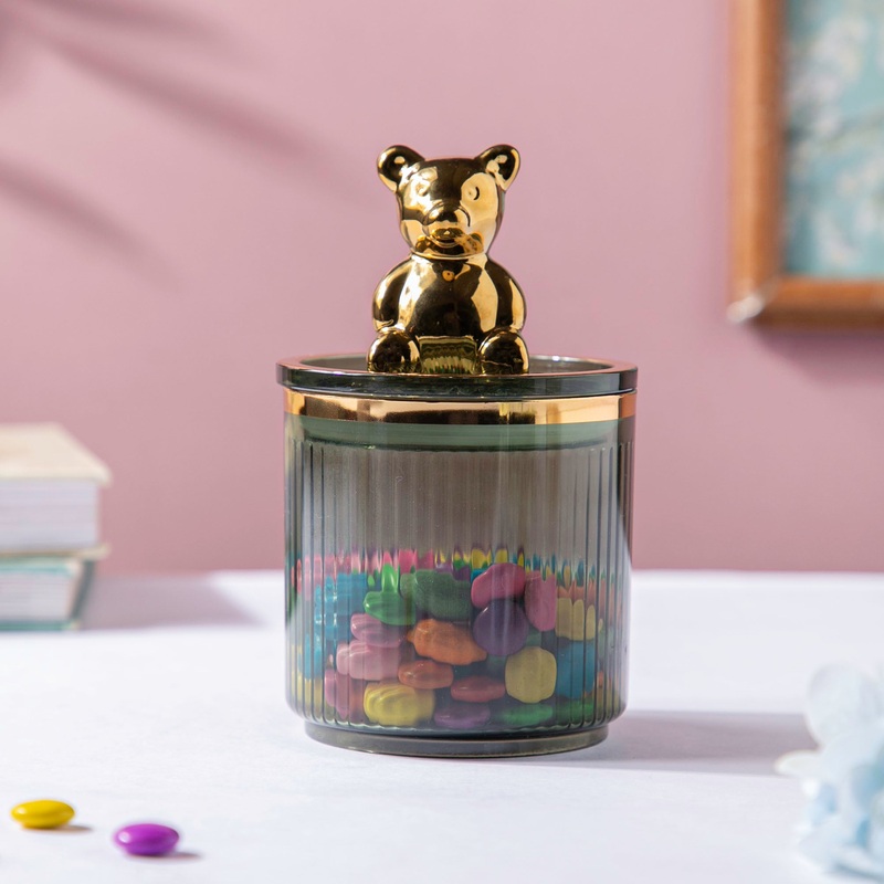 Vintage Jar With Bear Lid Green 350ml