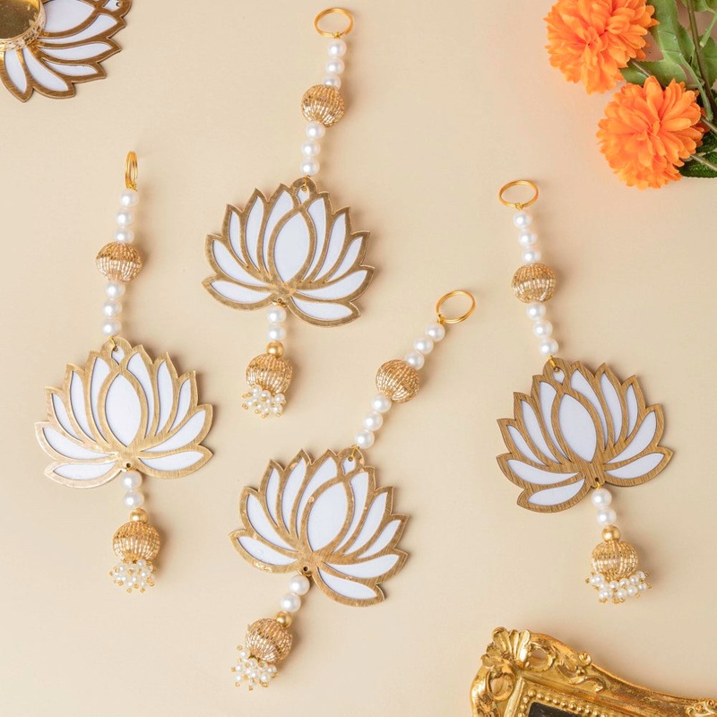 White Lotus Wall Hanging Set Of 4