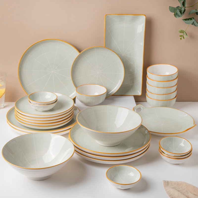 Willow Light Grey 28 Piece Dinner Set For 6