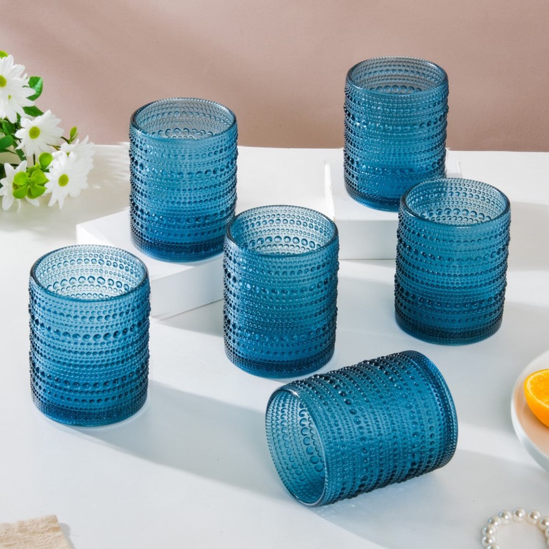 Bubbly Glass Blue Set Of 6 250ml