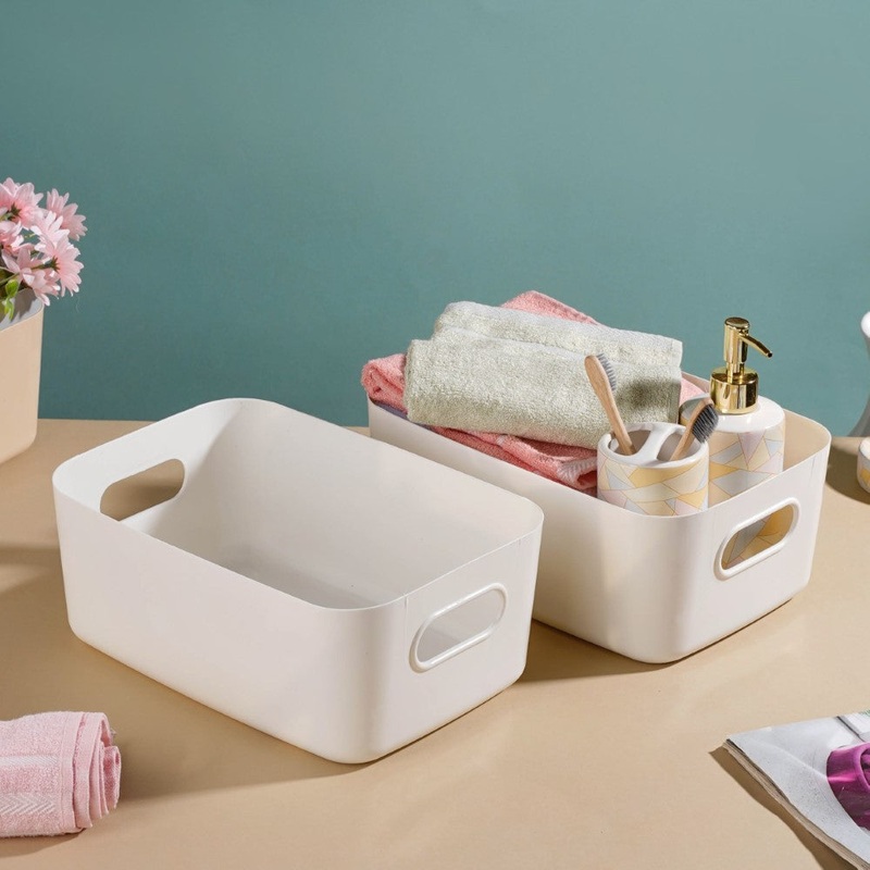 Essentials Storage Basket White Set Of 2 11 Inch