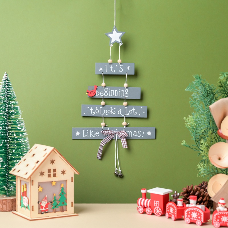 Festive Cheer Christmas Wall Hanging Grey 12.5 Inch