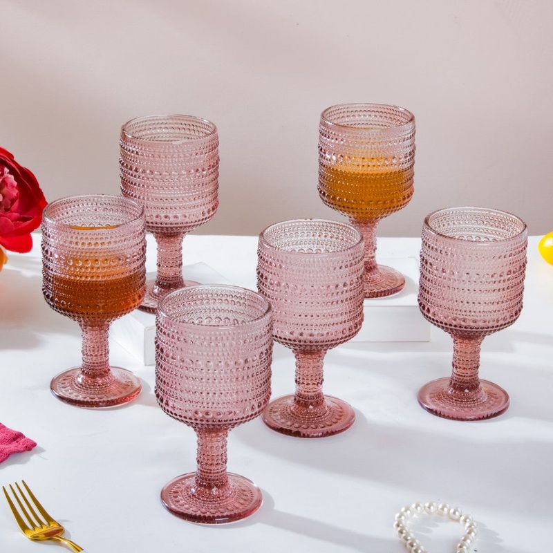 Fizz Bubble Stem Glass Mauve Set Of 6 250ml
