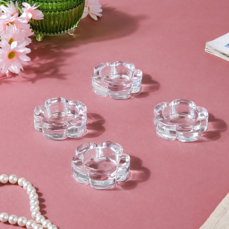 Flower Glass Tealight Candle Holder Set of 4
