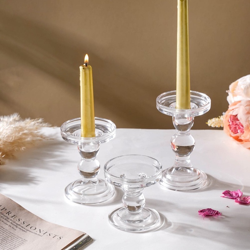 Glass Candle Stand Decor Set Of 3