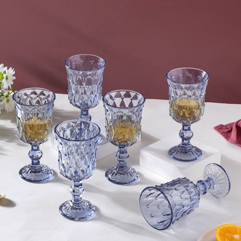 Grande Crystal Wine Glass Blue Set Of 6 300ml